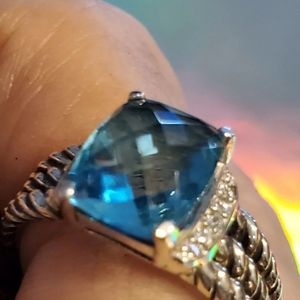 David Yurman Blue Topaz Ring Sz 7